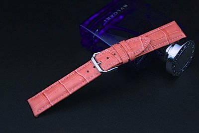 粉紅色20mm非swiss非阿根廷珠寶錶水鑽錶必備真皮壓鱷魚皮紋真皮錶帶,不鏽鋼製錶扣pink