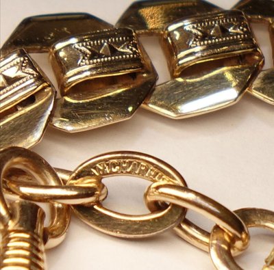百年德國 🇩🇪 AMCHARNIER 高純度黃金鍍金古董懷錶鍊