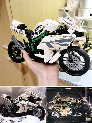 新品川崎摩托車h2r系列積木男孩8一12歲拼裝模型兒童益智樂1高玩具6歲