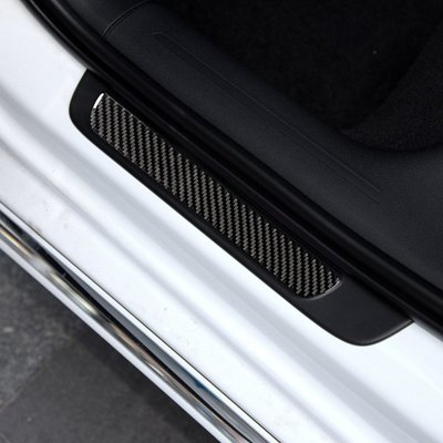 適用奧迪A4 B8 A5踏板門檻條4件套碳纖維汽車內飾改裝配件裝飾貼