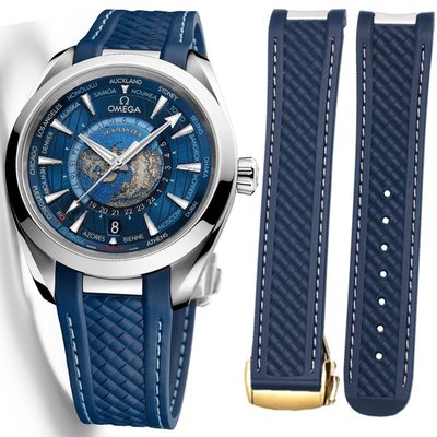 錶帶 替換帶 真皮 手錶 配件歐米茄表帶代用原裝歐米伽OMEGA海馬300海洋宇宙硅膠橡膠手表鏈20