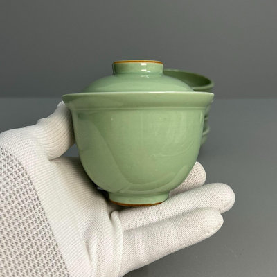 日本明治時期 晚清民國 青瓷小蓋碗 青瓷杯 青瓷主人杯 青瓷
