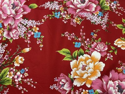 客家花布 玫瑰花 被單 床單 枕頭套 佈置 台灣印花 ~大鐘印染 棉布~
