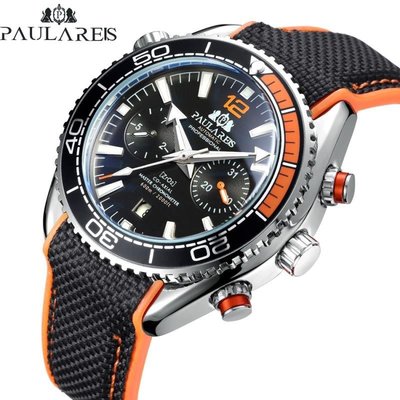 【町町】PAULAREIS全自動機械夜光帆布橡膠帶多功能男錶 AUTOMATIC WATCH手錶腕錶