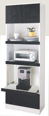 【風禾家具】HGS-717-3@EML系統板浮雕黑色高款2尺電器櫃【台中市區免運送到家】廚房餐櫃 碗盤櫥櫃 台灣製傢俱