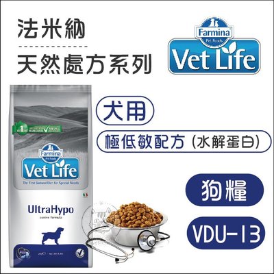 【Vet Life法米納】VDU-13極低敏水解蛋白處方犬糧，12kg，義大利製(免運)