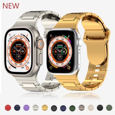 電鍍橡膠錶帶鈦色錶帶兼容 Apple Watch Ultra 49/45/44/42/41/40/38mm Iwatch