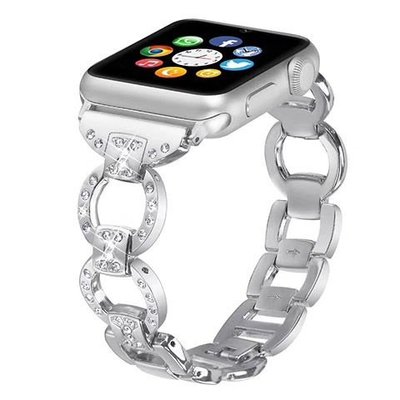 不銹鋼 鑲鉆 金屬錶帶 apple watch 4 5 6 SE 錶帶 38/42/44/40mm 女士錶鏈 替換 腕帶