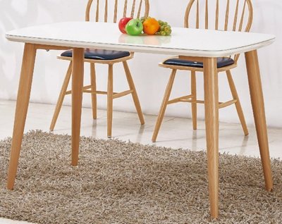 【DH】商品貨號N930-2商品名稱《強立》4尺白色玻餐桌/餐椅另計。高硬度實木。附8mm強化玻璃。主要地區免運費