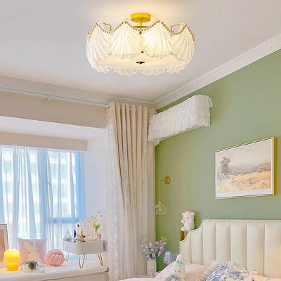 吸頂燈法式風主臥室吸頂燈輕奢簡約大氣珍珠貝殼房間燈現代溫馨浪漫燈具