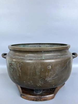 日本回流銅器  香爐 火缽 中古物品，難免有歲月使用痕跡，因