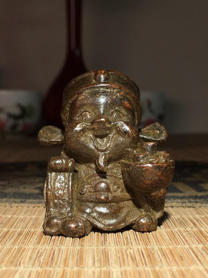 舊藏老物件純銅實心五路財神之一站像佛像老物件老銅貨隨身佛擺件