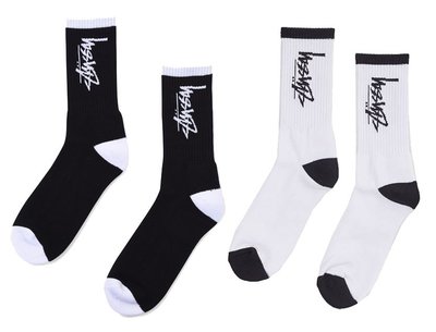 【超搶手】全新正品 2016 最新 現貨 STUSSY STOCK SOCKS 字體 厚底 中長襪 襪子 黑色 白色