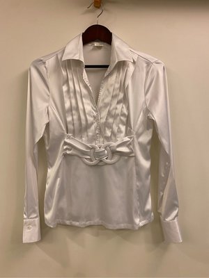 NARA CAMICIE珍珠白緞面襯衫（2號）