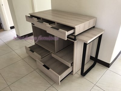 【N D Furniture】台南在地家具-日式耐水耐磨防蛀木芯板浮雕壓紋白橡色類中島餐桌櫃組合(能拆買)MC