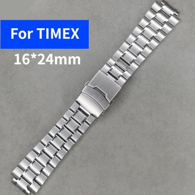 EXPEDITION TIMEX 適用於天美時遠征北潮溫度指南針 T2N721 T2N720 錶帶不銹鋼錶帶 24 毫米