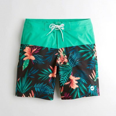 Hollister 男生 衝浪短褲 海灘褲 綠色 印花短褲 口袋 內裡 HCO BUYSOME 正品 F0811