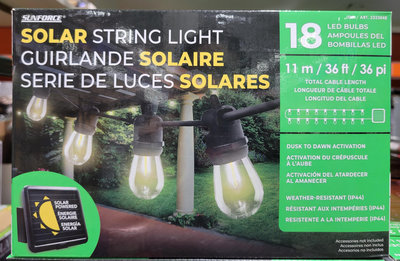 【小如的店】COSTCO好市多線上代購~Sunforce 36呎LED太陽能燈串(1盒裝) 2323048