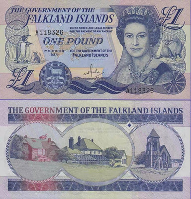 全新UNC 1984年 福克蘭 群島1鎊 紙幣 外國錢幣 P-13 錢幣 紙幣 紙鈔【悠然居】634
