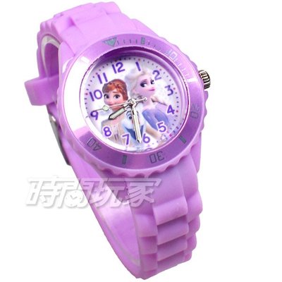 Disney 迪士尼 時尚卡通手錶 冰雪奇緣 艾莎公主 安娜公主 雪寶 手錶 數字 女錶 紫色 DU5-3074