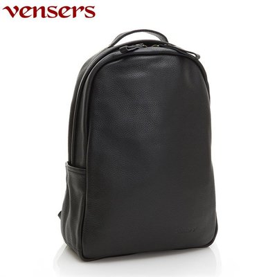 【vensers】小牛皮潮流個性包~後背包(ND805802黑色荔枝紋)