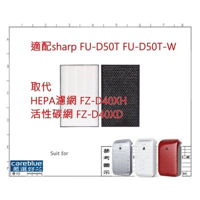 適 SHARP 夏普 FU-D50T-W / FU-D50T-R  Hepa 濾網 + 蜂巢活性碳網