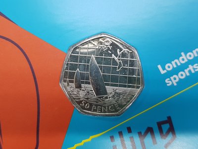 ☆孟宏館☆錢幣2012年英國倫敦奧運50便士紀念幣-帆船ZY.2.22.2