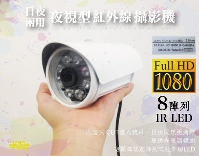 昌運監視器 四合一 AHD TVI CVI 類比 1080P 200萬8陣列燈 監視器 攝影機