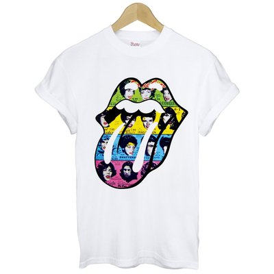 Rolling Stones-girls短袖T恤 白色 滾石英國國旗Mod舌頭嘴唇經典LOGO樂團音樂rock 290