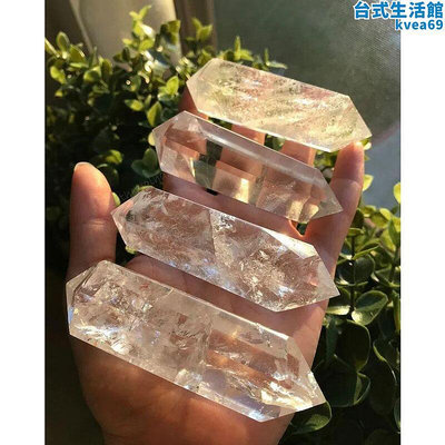 天然白水晶原石粉水晶綠水晶水晶柱藍水晶礦石七稜柱客廳桌面擺件