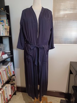 JEANASIS  ♥日本品牌♥ 深藍素面  拼接口袋  綁帶  2WAY  罩衫洋裝