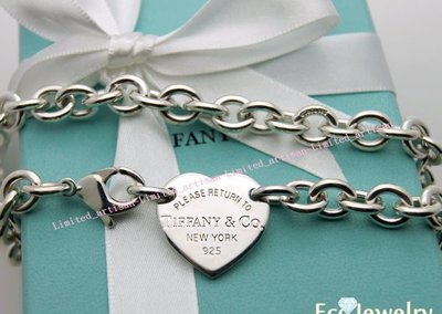 《Eco-jewelry》【Tiffany&amp;Co】經典橫式愛心牌粗圈項鍊 純銀925粗圈項鍊～專櫃真品 已送洗