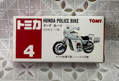 《HT》 純日貨'TOMICA 多美小汽車NO04絕版舊紅標 HONDA POLICE BIKE 警用摩托車279228
