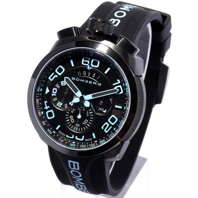 現貨 可自取 BOMBERG 炸彈錶 手錶 45mm 瑞士製 BOLT-68 天空藍 懷錶 黑鋼 運動橡膠錶帶 男錶女錶