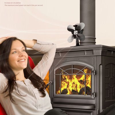 Fireplace 4 葉片熱力爐灶風扇原木燃燒器生態風扇靜音家用壁爐風扇高效熱量分佈