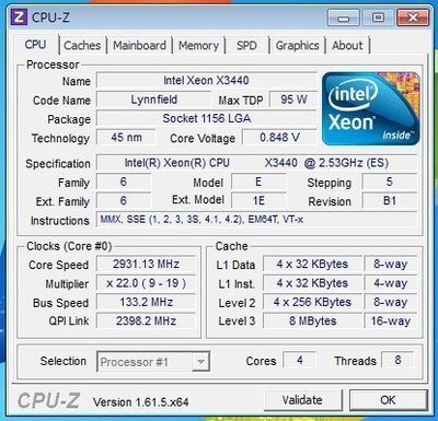 Intel X3440 2.53GHz CPU/1156非正式版(i7 860/i7 870可參考)H55/P55可用