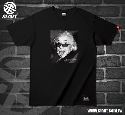 SLANT 愛因斯坦 Albert Einstein 吐舌頭短袖T 戴墨鏡 惡搞T恤 相對論 物理學家 背面經典語錄