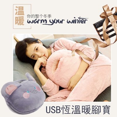 特價 暖腳神器 USB暖腳寶 暖足枕(大象款) USB加熱系統 迅速溫暖腳部 彈力仿兔毛面料Q彈好摸
