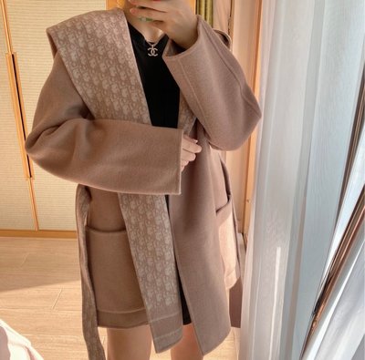 【妖妖代購】Dior 新款裸粉色雙面緹花羊毛大衣外套