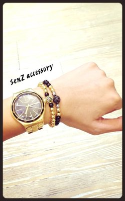 【 SenZ accessory 】獨家客製化串珠手鍊 類Anil Arjandas 鈦鋼 微鑲鑽 銀色金色黑色