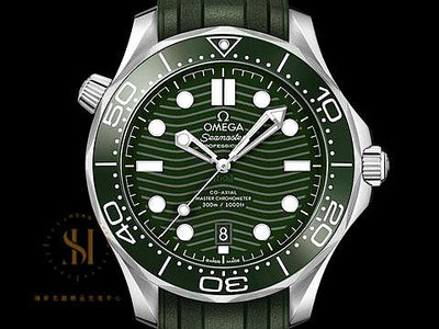【鴻昇名錶】OMEGA 歐米茄 Seamaster 海馬系列 210.32.42.20.10.001 綠色面盤 綠色陶瓷錶圈 膠帶款 附原廠鍊帶 AG386