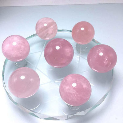 天然粉水晶球七星陣 辦公室家居擺件 玫瑰水晶球工藝禮品