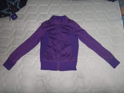 ~保證真品蠻優的女款 Roots 紫色圓領棉質夾克S號~便宜起標無底價標多少賣多少