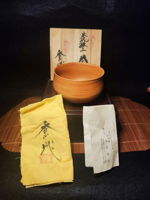 日本舶來品，常滑燒絞泥抹茶碗茶碗，加藤香山作品，帶原裝供箱供