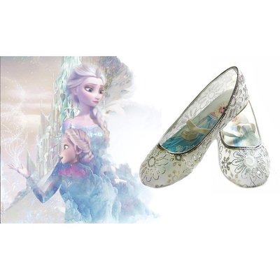 Frozen冰雪奇緣銀線亮片花朵閃亮淑女鞋宴會鞋 Elsa & Anna 的最愛