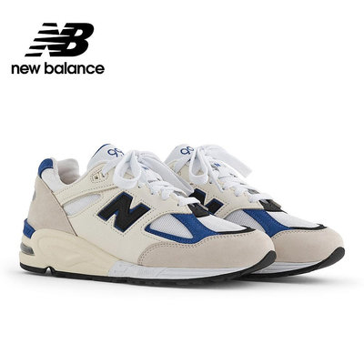 【New Balance】 NB 美製復古鞋_中性_白杏藍_M990WB2-D楦 990 英美鞋