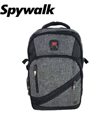 【免運】SPYWALK 勝德豐  USB防盜後背包 筆電後背包 休閒後背包 書包 胸扣 #7154灰色