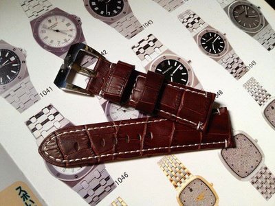 【SUM錶配】沛納海 深咖啡鱷魚壓紋牛皮錶帶 24收22 有logo適合44MM錶