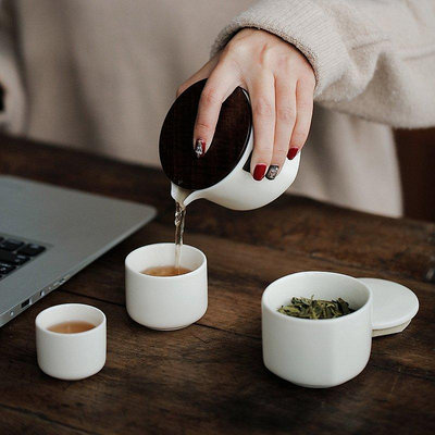 茶藝師 簡約便攜式快客杯一壺二杯二杯戶外旅行茶具陶瓷功夫小型泡茶套裝
