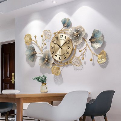 新中式創意鐘表掛鐘客廳餐廳時鐘輕奢墻面裝飾時鐘藝術大氣掛墻表現貨 正品 促銷
